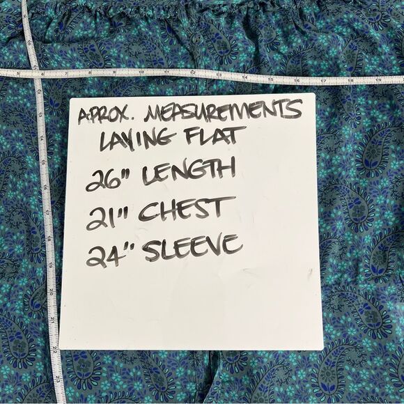 Joie Women's Size 1X Green Blue Pine 100% Silk Asseline Long Sleeve Blouse Top - Picture 12 of 13